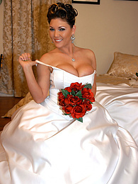 KiloPics presents: Horny bride Claire Dames enjoys licking her big tits and fingering her pussy