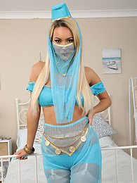 KiloPics presents: Lauren Louise from Layered-Nylons as a sexy genie wearing sheer pantyhose over white stockings